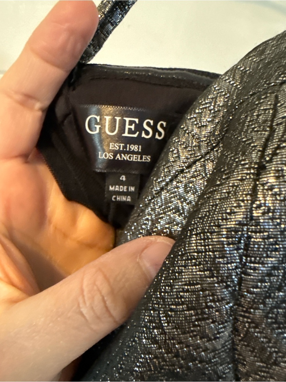 Guess Silver-Black Textured Fit & Flare Mini Dress - Picture 2 of 4